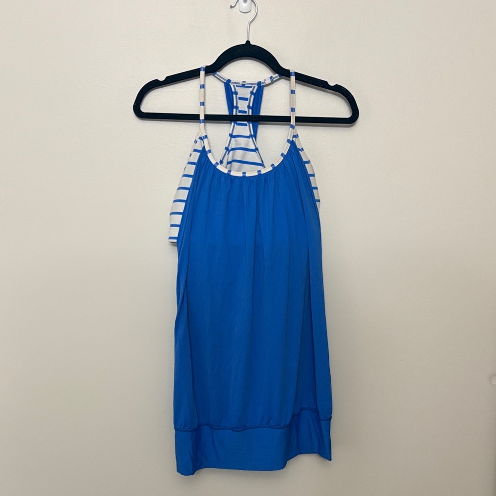 lululemon athletica Vibrant Blue Tank Top With Striped Bra